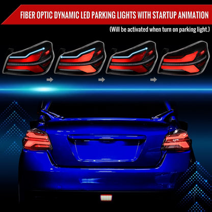 Spec-D Sequential Full LED Tail Lights - Matte Black Housing / Clear Lens / Red Bar - 2015-2021 Subaru WRX / STI