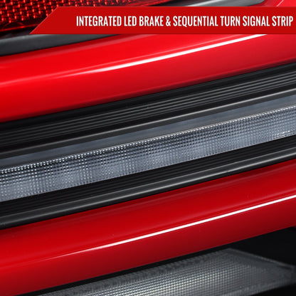 Spec-D Sequential Full LED Tail Lights - Matte Black Housing / Clear Lens / Red Bar - 2015-2021 Subaru WRX / STI