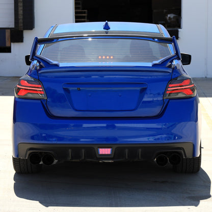 Spec-D Sequential Full LED Tail Lights - Matte Black Housing / Clear Lens / Red Bar - 2015-2021 Subaru WRX / STI