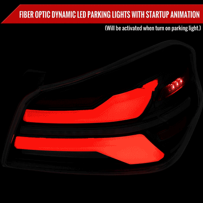 Spec-D Sequential Full LED Tail Lights - Matte Black Housing / Smoked Lens / White Bar - 2015-2021 Subaru WRX / STI