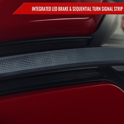 Spec-D Sequential Full LED Tail Lights - Matte Black Housing / Smoked Lens / White Bar - 2015-2021 Subaru WRX / STI