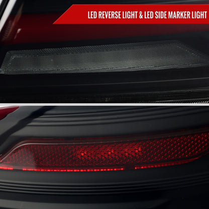 Spec-D Sequential Full LED Tail Lights - Matte Black Housing / Smoked Lens / White Bar - 2015-2021 Subaru WRX / STI