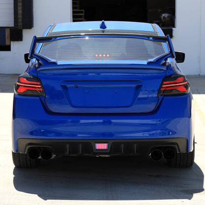 Spec-D Sequential Full LED Tail Lights - Matte Black Housing / Smoked Lens / White Bar - 2015-2021 Subaru WRX / STI