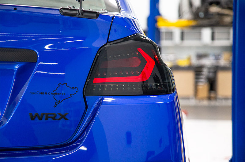 OLM Evolution Tail Lights (Smoked Lens, Black Base, Red Bar) - 2015-2021 WRX / STI
