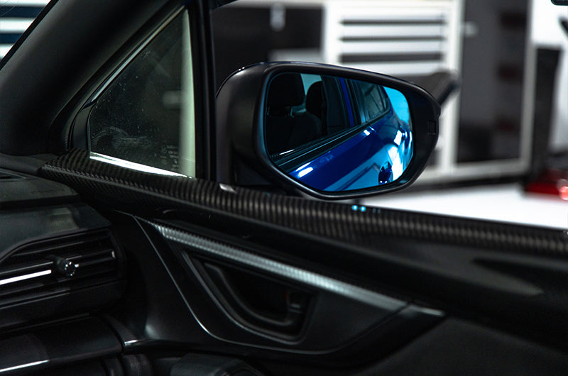 OLM Wide Angle Convex Mirrors w/ Turn Signals / Defrosters (Blue) - Subaru WRX 2022+