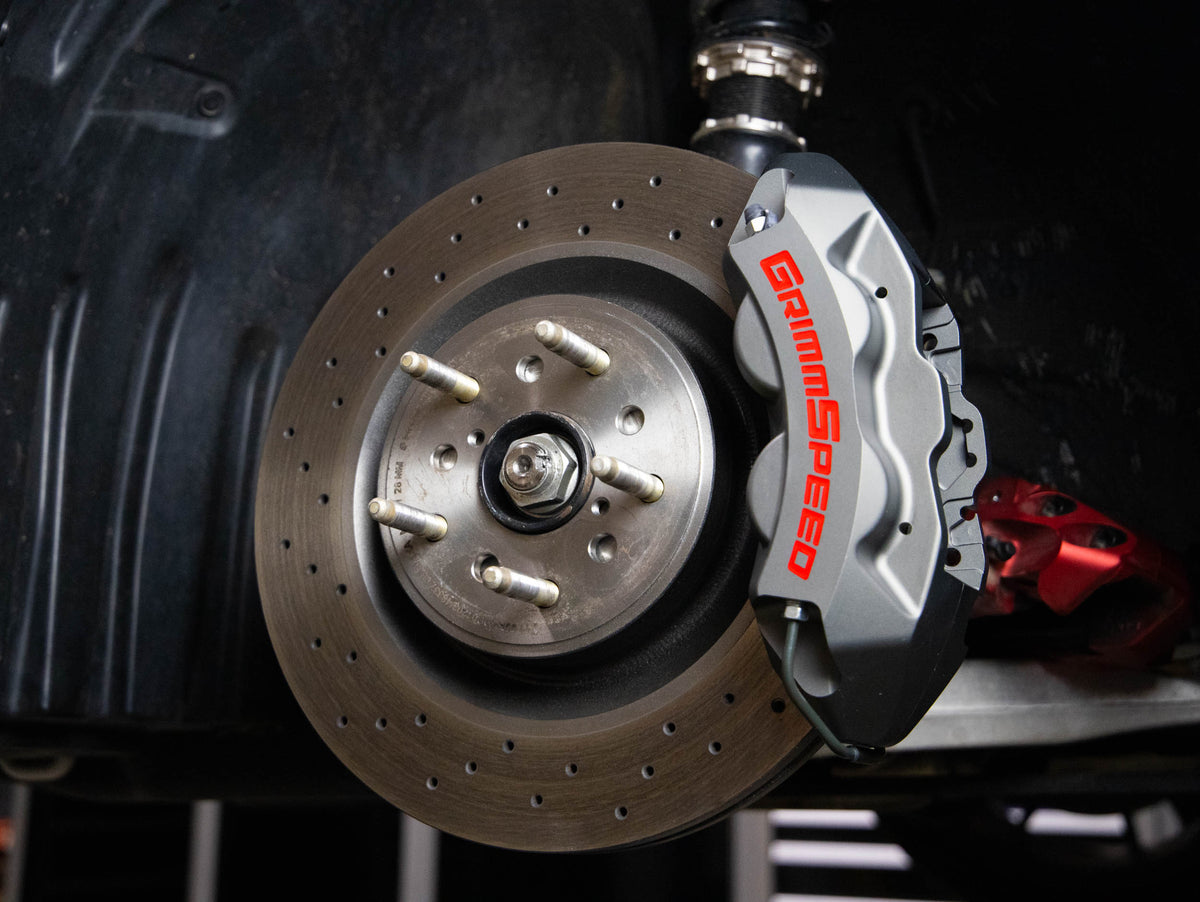 GrimmSpeed 4-Piston Brake Caliper Kit (340mm Rotor) - Gunmetal Gray - 2002-2021 Subaru WRX / STI