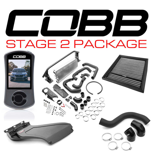 Cobb Stage 2 Power Package w/Silver FMIC & Matte CF Scoop - 2022-2026 Subaru WRX