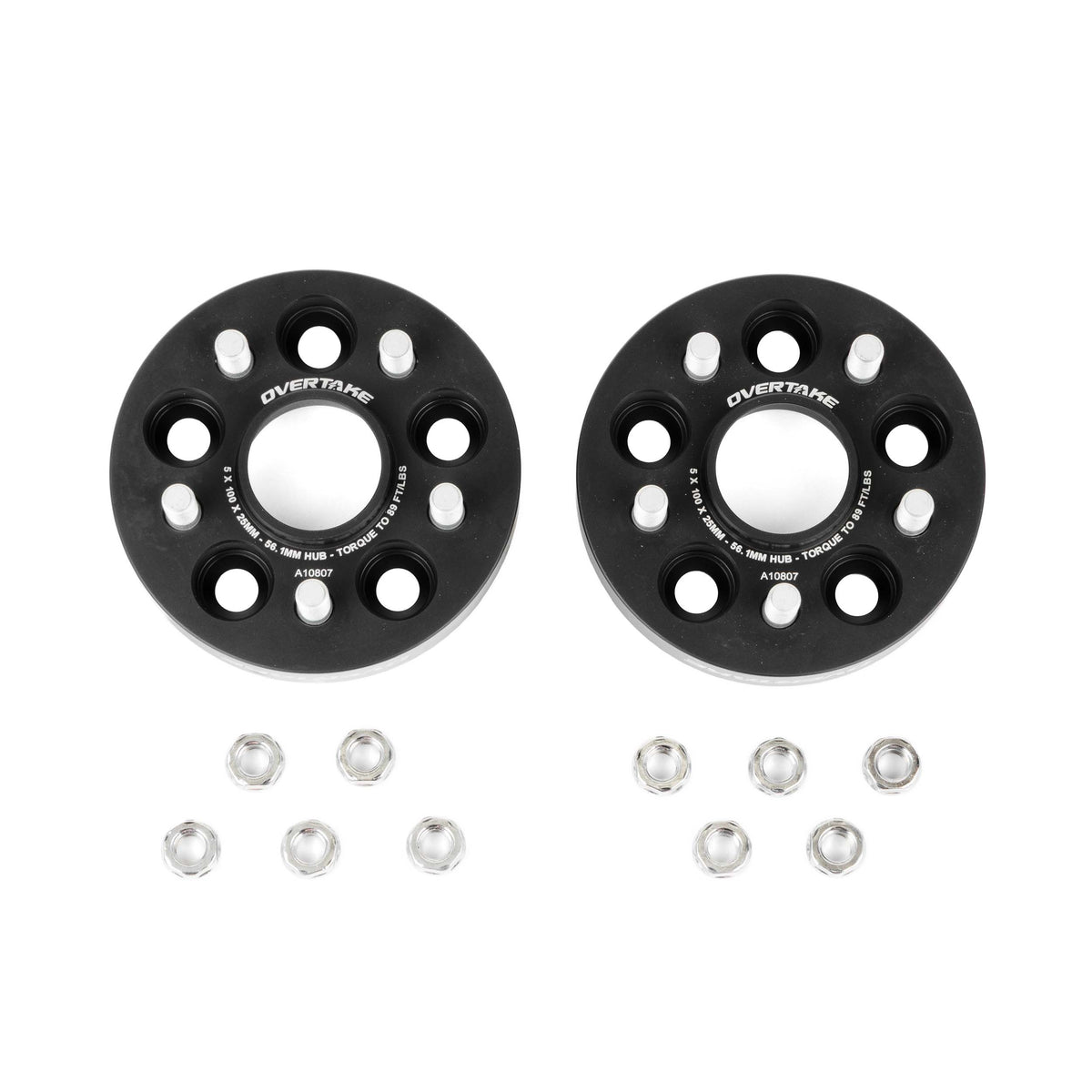 OVERTAKE Wheel Spacers - Pair - 25mm 5x100 - Subaru 2002-2014 WRX, 2004 STI, 2013-2027 BRZ/GR86, and more