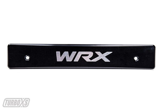 Turbo XS Billet Aluminum License Plate Delete Black Machined w/ WRX Logo - 2015-2017 Subaru WRX / STI
