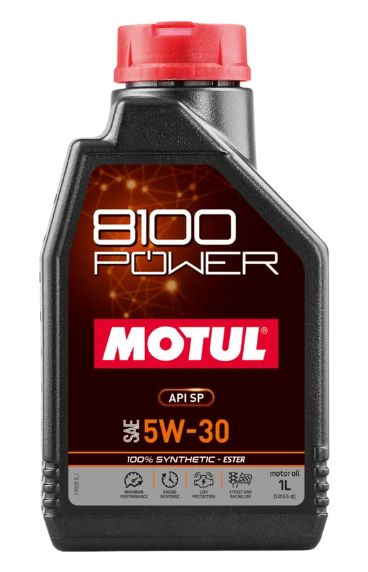 Motul 8100 Power 5W30 Synthetic Engine Oil (1 Liter Bottle)