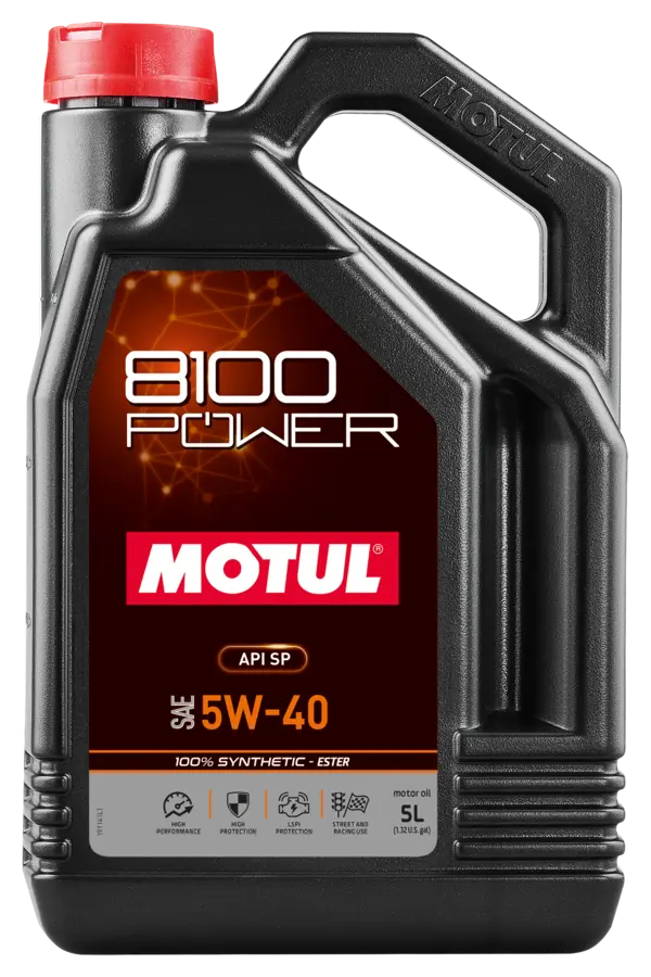 Motul 8100 Power 5W40 Synthetic Engine Oil (5 Liter Jug)