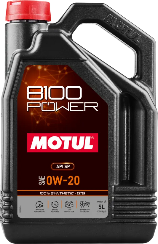 Motul 8100 Power 0W20 Synthetic Engine Oil (5 Liter Jug)