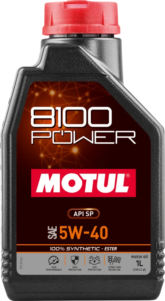 Motul 8100 Power 5W40 Synthetic Engine Oil (1 Liter Bottle)