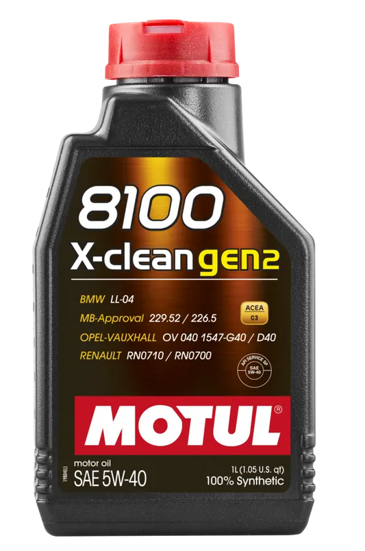 Motul 8100 X-CLEAN Gen 2 5W40 Synthetic Engine Oil (1 Liter Bottle)