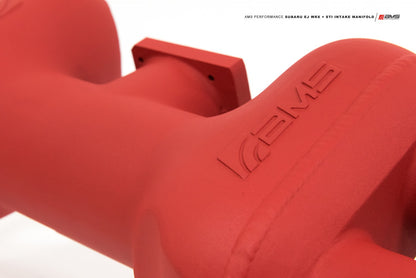 AMS Performance Reverse Rotation Intake Manifold - Red Coated - 2002-2014 Subaru WRX / 2004-2021 Subaru STI