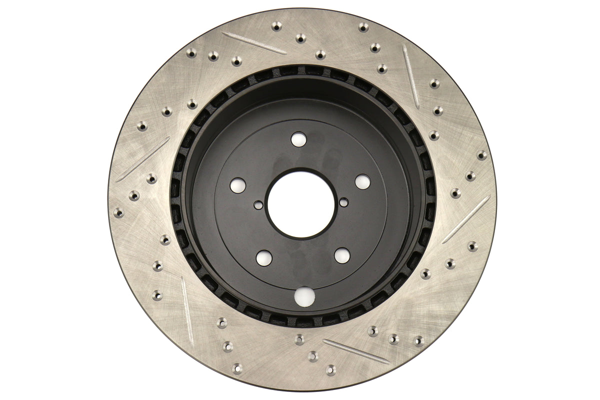STT127.47030R StopTech Drilled and Slotted Sport Rotors - 2008-2017 Subaru STI,