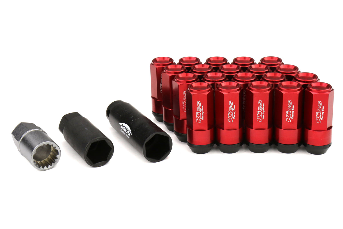 KICWCL5313R Project Kics Leggdura Racing Shell Type Lug Nut 53mm (Closed-End) - 2015+ WRX / 2015+ STI / 2013+ FT86-Red,