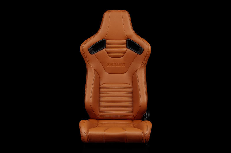 BRMBRR1X-BTBS Braum Elite-X Series Sport Seats - British Tan Leatherette (Black Stitching) Pair - Universal,
