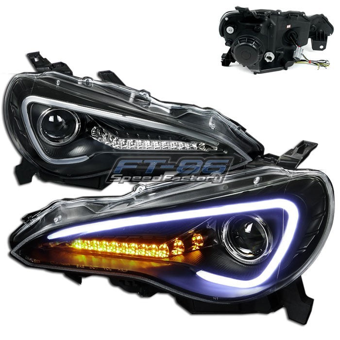 SCDLHP-FRS12JM-TM Spec-D Projector Headlight Black Housing With LED - 2013-2020 FRS / BRZ / 86,