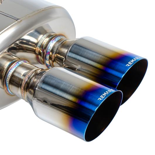 REMRK-C4076S-01TC Remark 4" Quad Exhaust - 2015+ WRX / STI-Burnt Titanium Tips-Resonated,