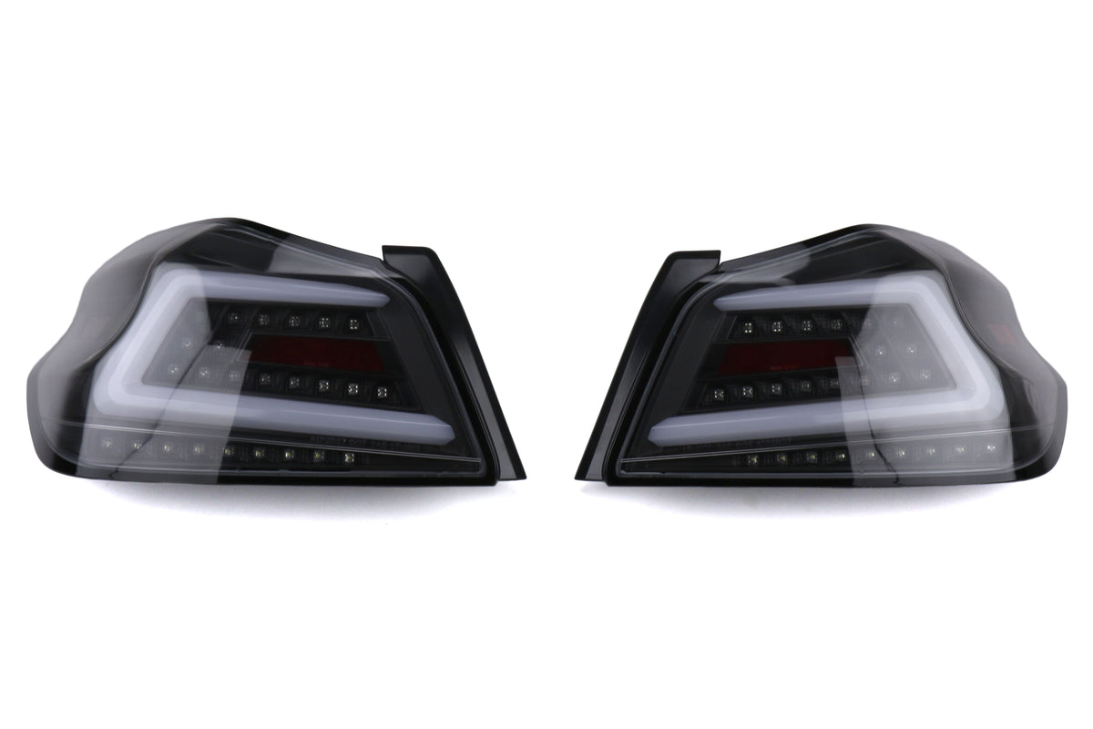 SCDLT-WRX15JMLED-SQ-TM Spec-D Sequential LED Tail Lights - 2015+ WRX / STI-Glossy Black-Clear Lens-White LED Bar,