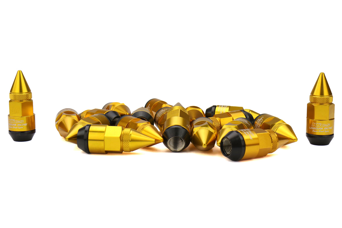 KICWRD5813A Project Kics Leggdura Racing Dangan Shell Type Lug Nuts - 2015+ WRX / 2015+ STI / 2013+ FT86-Gold,