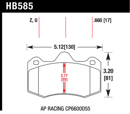 HWKHB585U.660 Hawk DTC-70 Race Brake Pads,