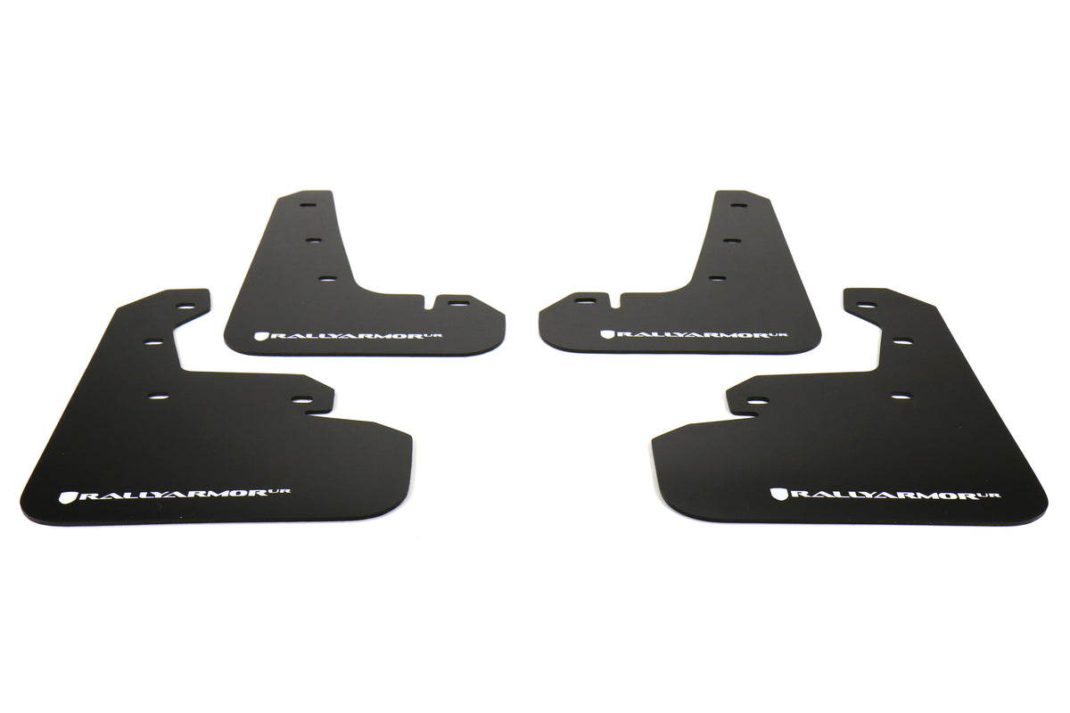 RALMF45-UR-BLK/WH Rally Armor Mud Flaps - 2017+ Impreza-Black Mud Flap with White Logo,