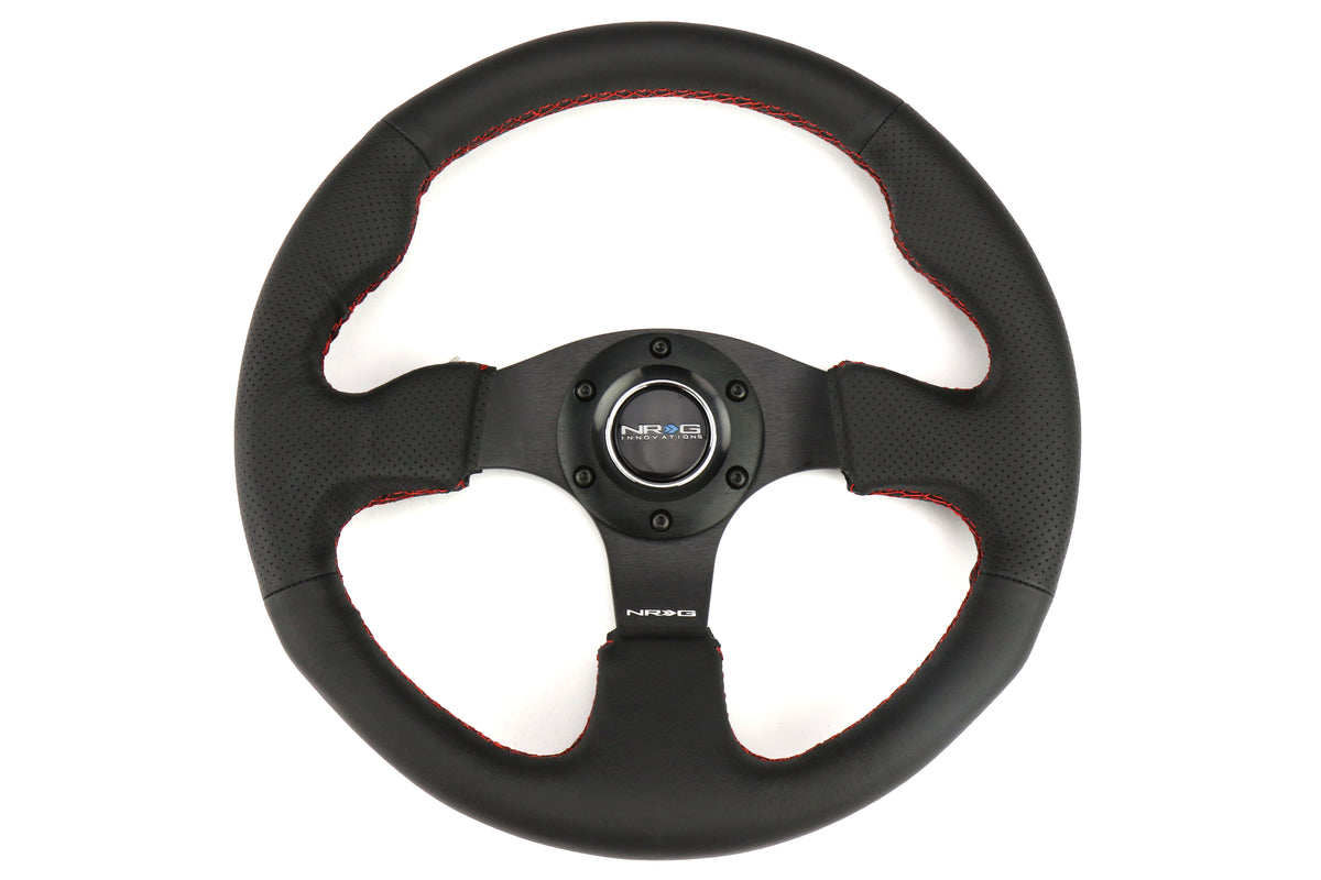 NRGRST-012R-RS NRG Race Series Steering Wheel - Universal-Suede w/ Red Stitch,