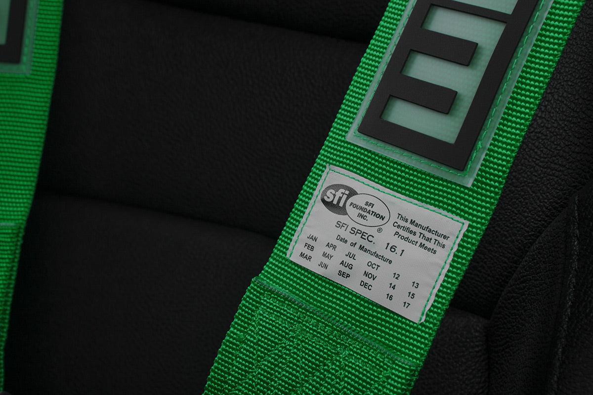 Braum 5 Point 3inch SFI Approved Racing Harness - Green Each - Universal