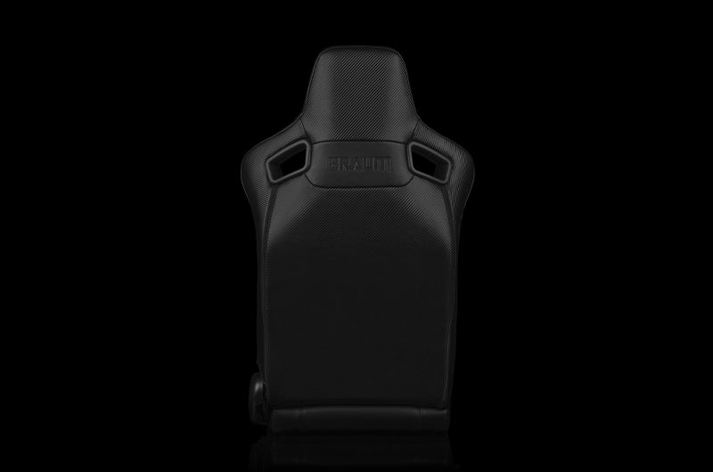 BRMBRR1-BKBS Braum Elite Series Sport Seats - Black Leatherette (Black Stitching) Pair - Universal,
