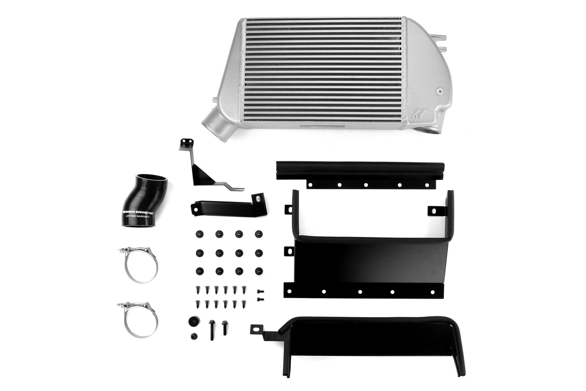 MIMMMTMIC-WRX-15PSL Mishimoto Performance Top Mount Intercooler and Charge Pipe Kit - 2015+ WRX-Polished Pipe, Silver Intercooler,