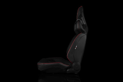 BRMBRR5-BKRS Braum Alpha X Series Sport Seats - Black & Red Stitching - Low Base Version - Universal,