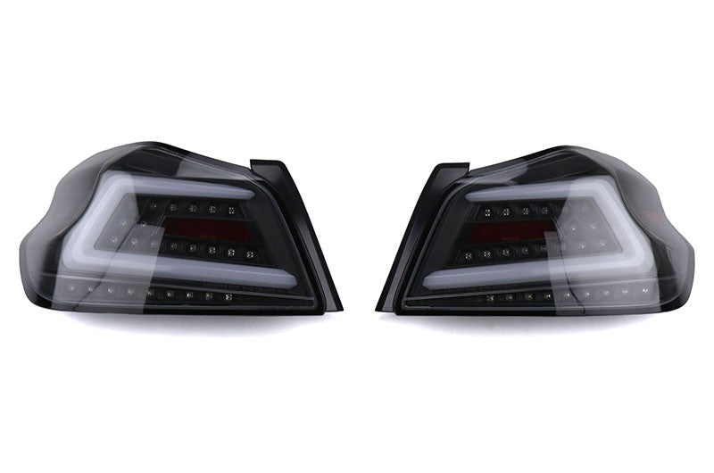 SCDLT-WRX15JMLED-SQ-TM Spec-D Sequential LED Tail Lights - 2015+ WRX / STI-Glossy Black-Clear Lens-White LED Bar,
