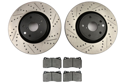 STT938.47010 Stoptech Sport Pack-Drilled/Slotted Front Rotors & Pads - 2005-2017 Subaru STI,