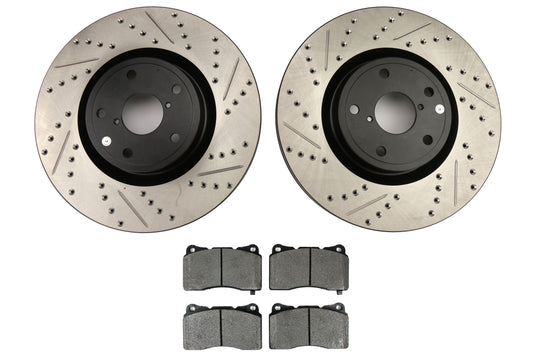 STT938.47010 Stoptech Sport Pack-Drilled/Slotted Front Rotors & Pads - 2005-2017 Subaru STI,