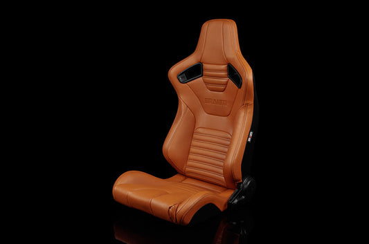 BRMBRR1X-BTBS Braum Elite-X Series Sport Seats - British Tan Leatherette (Black Stitching) Pair - Universal,