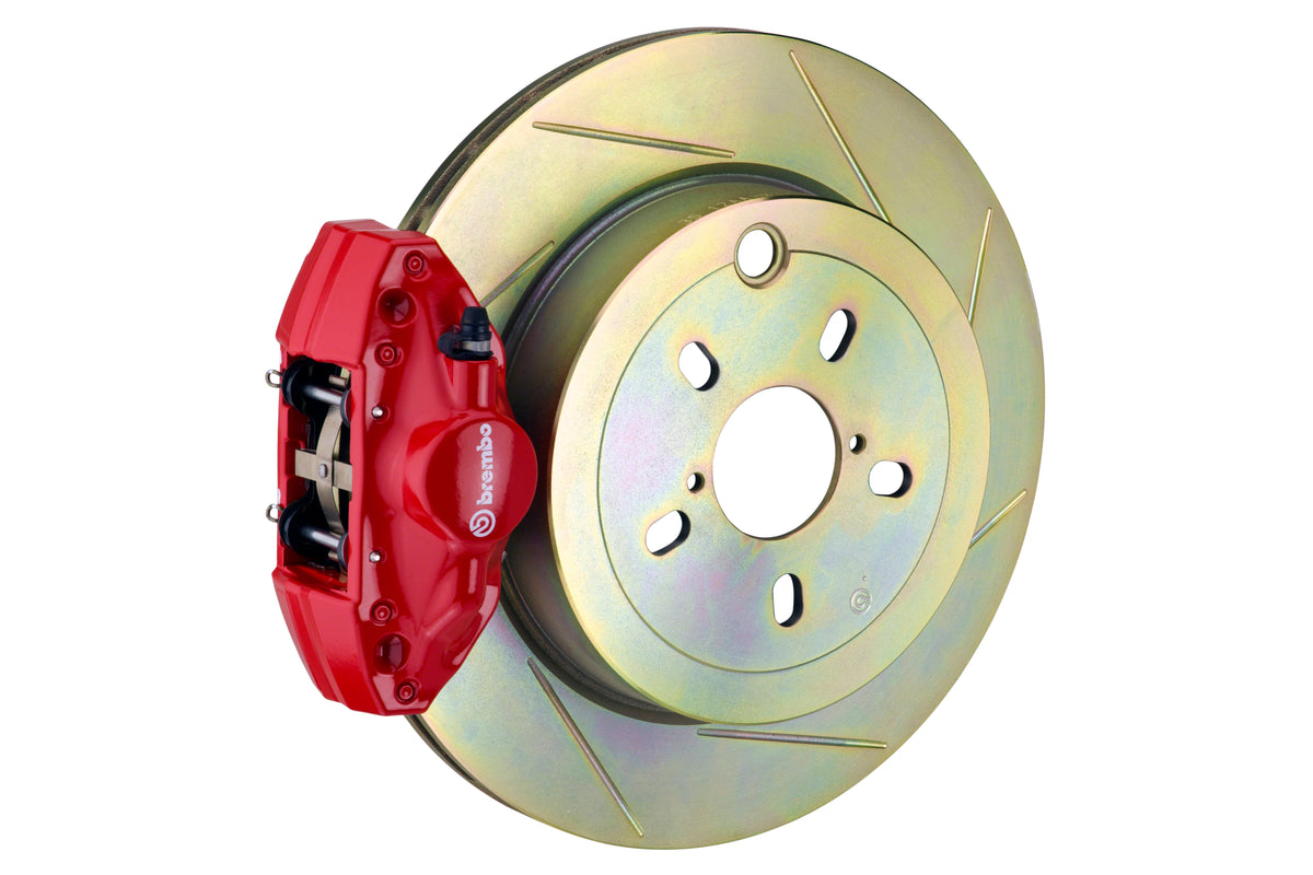 BRE2E5.5003A2 Brembo 2 Piston Rear BBK Drilled or Slotted : Red Caliper, Slotted Rotor - 2E5.5003A2,