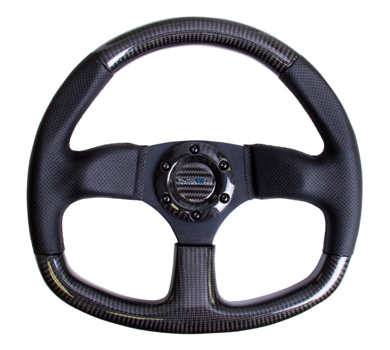 NRGST-009CFBS NRG Flat Bottom Carbon Fiber Steering Wheel 320mm Carbon Fiber Center Plate - Universal,