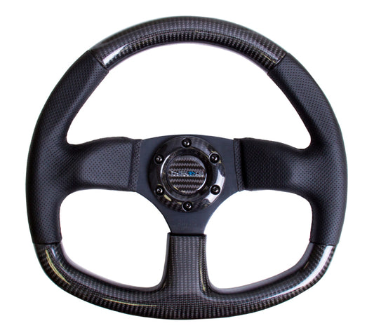 NRGST-009CFBS NRG Flat Bottom Carbon Fiber Steering Wheel 320mm Carbon Fiber Center Plate - Universal,