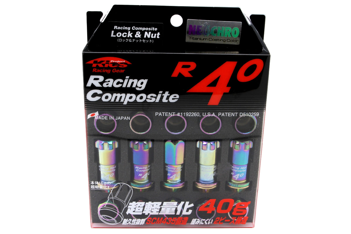 KICKRC13N Project Kics R40 Lug Nuts - 2015+ WRX / 2015+ STI / 2013+ FT86-R40 REVO Neo Chrome with Locks,
