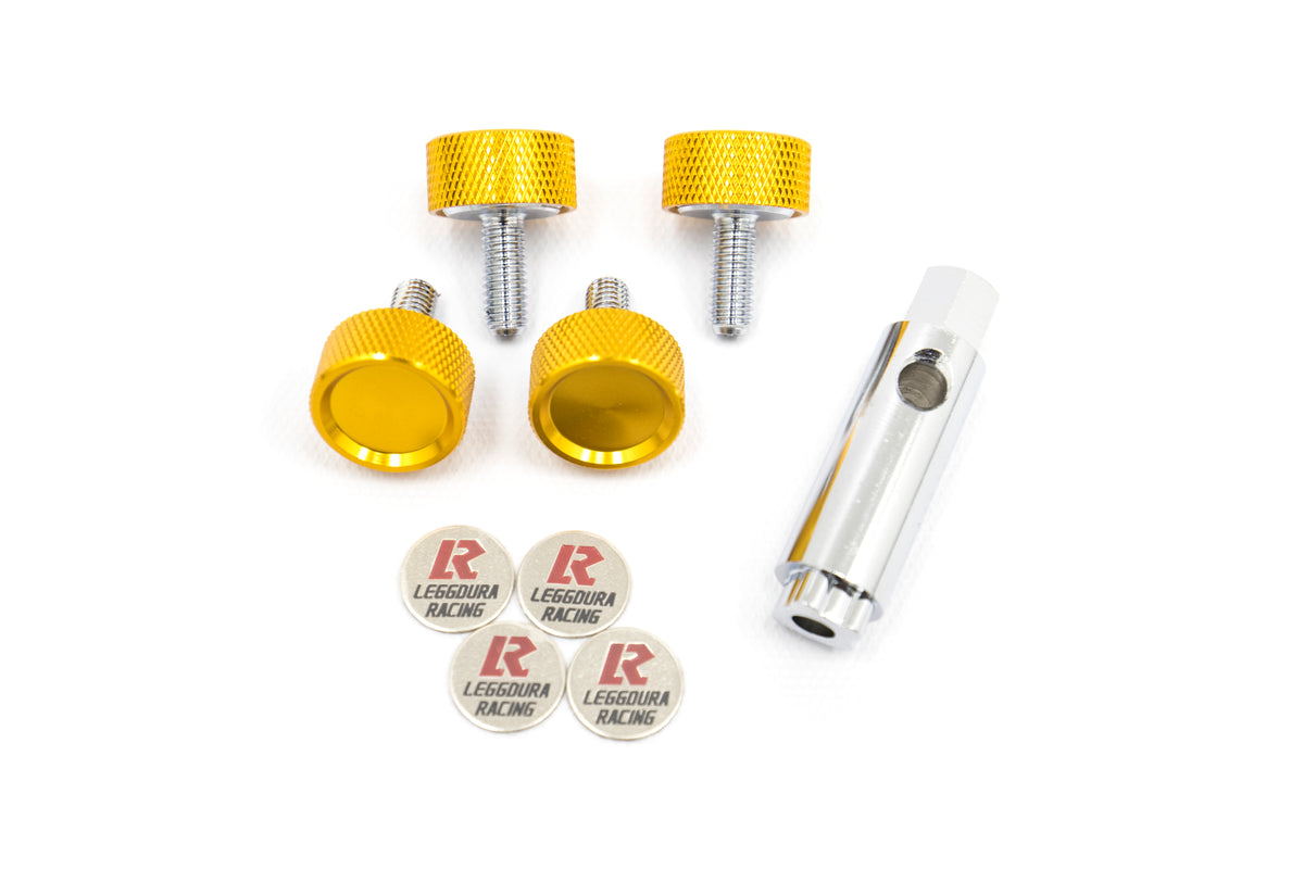 KICWKPLBA Project Kics Leggdura Racing 2pc License Plate Lock Bolts - Universal-Gold,