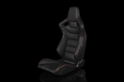 BRMBRR1-BKRS Braum Elite Series Racing Seat (Red Stitching) - Universal,
