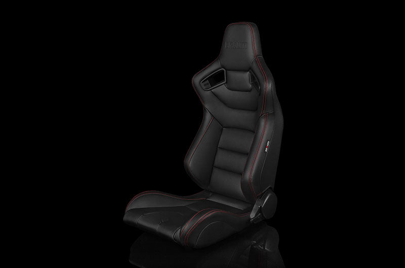 BRMBRR1-BKRS Braum Elite Series Racing Seat (Red Stitching) - Universal,