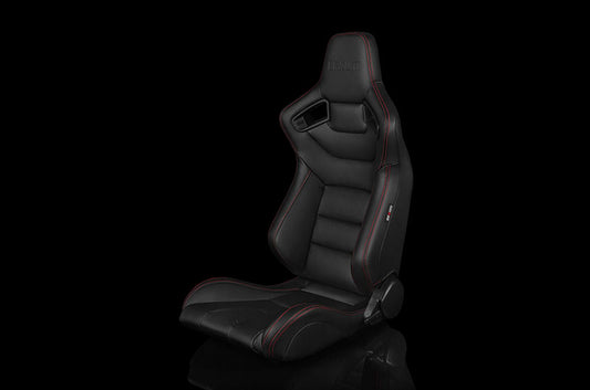 BRMBRR1-BKRS Braum Elite Series Racing Seat (Red Stitching) - Universal,
