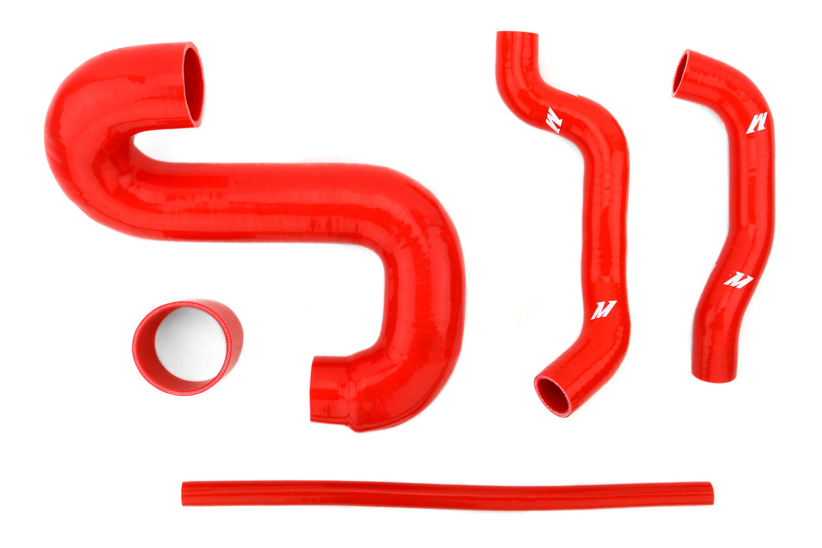 MIMMMTMIC-WRX-01SLRD Mishimoto Silver Top Mount Intercooler w/ Red Hoses - 2002-2007 Subaru WRX / 2004-2007 Subaru STI,