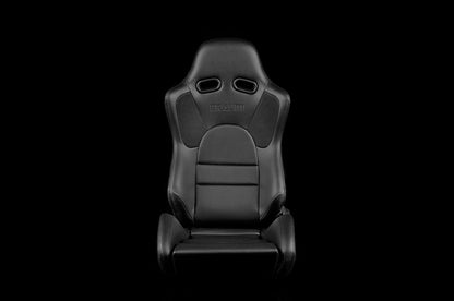 BRMBRR2-BKBK Braum Advan Series Sport Seats - Black Leatherette (Black Stitching) Pair - Universal,