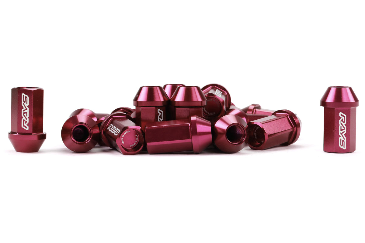 VLKWDURA4212125R Rays Dura-Nut L42 Straight Type lug nuts - 2015+ WRX / 2015+ STI / 2013+ BRZ / 2014+ FORESTER-Red,