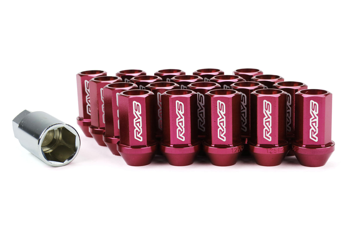 VLKWDURA4212125R Rays Dura-Nut L42 Straight Type lug nuts - 2015+ WRX / 2015+ STI / 2013+ BRZ / 2014+ FORESTER-Red,