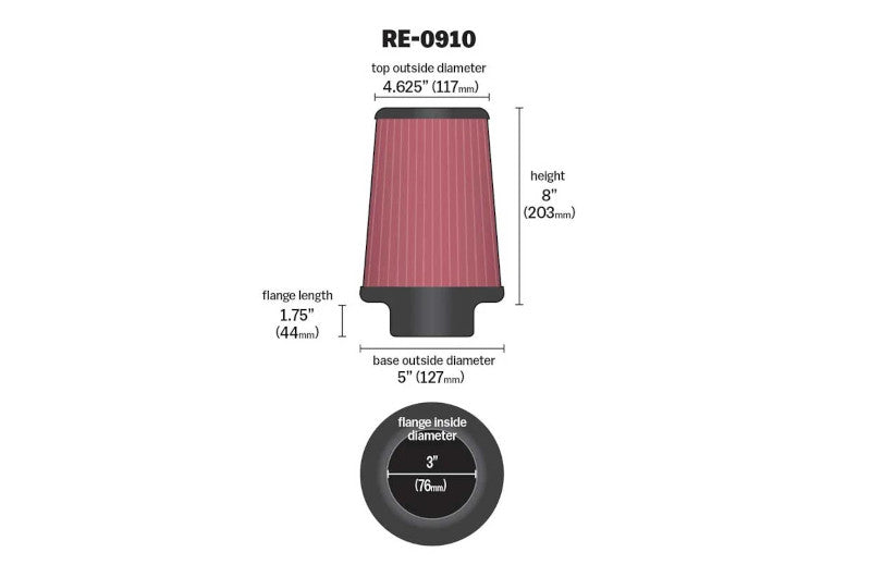 KANRE-0910 K&N Universal Rubber Filter,